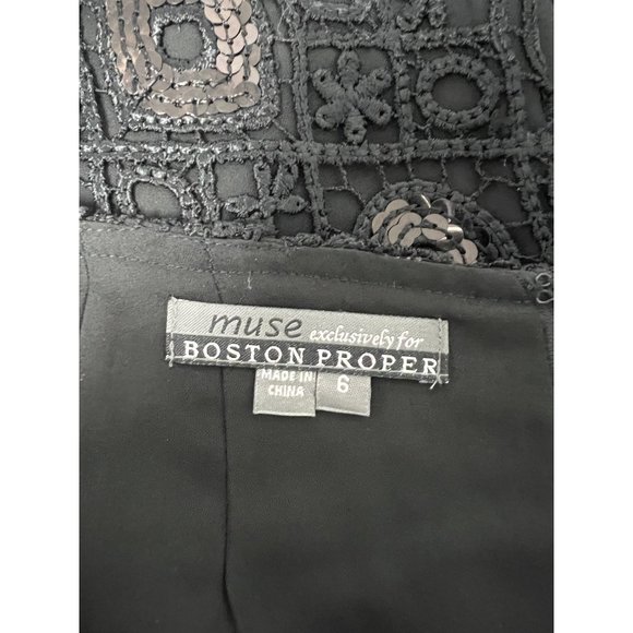 Muse Exclusively For Boston Proper Women's Beaded Sequin Black Skirt Size 6 - Picture 6 of 11